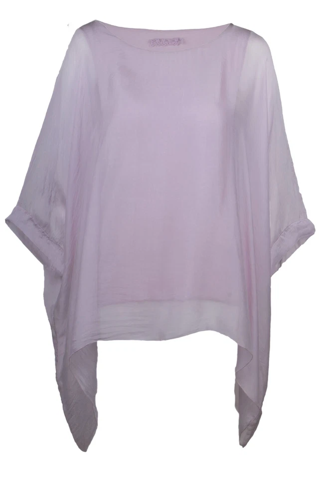 Seidentunika für Damen made in italy Fledermaus-Ärmel Viele Farben 38 40 42 44 - Bild 2 von 4