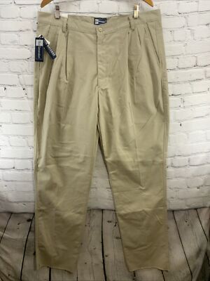Blue Generation Khakis Pants Mens Sz 40 Raw Hem Mens Chino Relaxed Pleated NWT