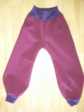 Softshellhose, magenta weinrot handmade, lila Bündchen Matschhose