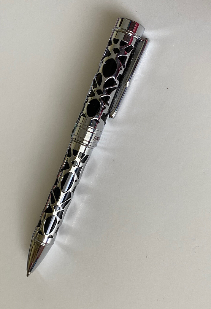 Conklin Enduro Deco Crest Black & Chrome Ballpoint Pen—NEW—CK 