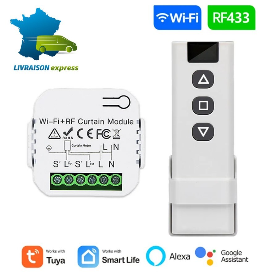 Commutateur De Télécommande Sans Fil RF 433Mhz Avec 2 Tlcommandes Pour Porte De Garagevolet Roulantlumirepompe 56090295