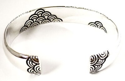【sting925】Oriental Wave Bangle JAPANESE SEIGAIHA WAVE CREST STERLING 925 SILVER BANGLE