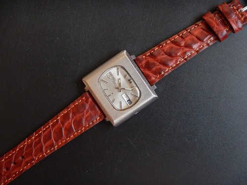 20 MM BRACELET CROCODILE VÉRITABLE MARRON GOLD COUSU FAIT MAIN 16 MM A LA BOUCLE - Imagen 7 de 13