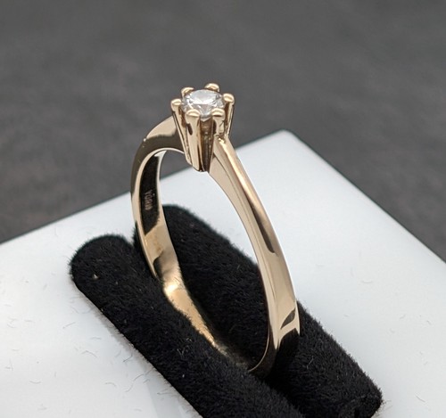 Solitario Anillo 585/14K Brillante 0,15ct 2,80Gramm Oro Amarillo Gr.56 #1147 - Imagen 4 de 10