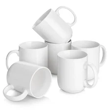 20 Oz Coffee Mugs Set Of 6 Large White Coffee Mugs With Handles Ceramic Coffee C