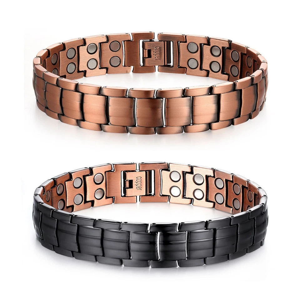 100% Pure Copper MENS MAGNETIC HEALING PAIN RELIEF LARGE HEAVYWEIGHT BRACELET