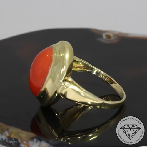 Wert 290 € Korallen Ring 333er/8 Karat Gelb Gold Größe 52 xxyy - Bild 10 von 11