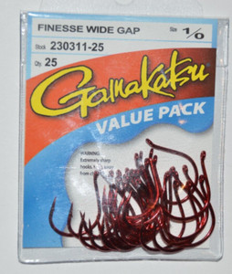 Gamakatsu X Wide Gap Offset Ringed Eye Worm Hook #2/0 NS Nero 25/Pk 58412-25
