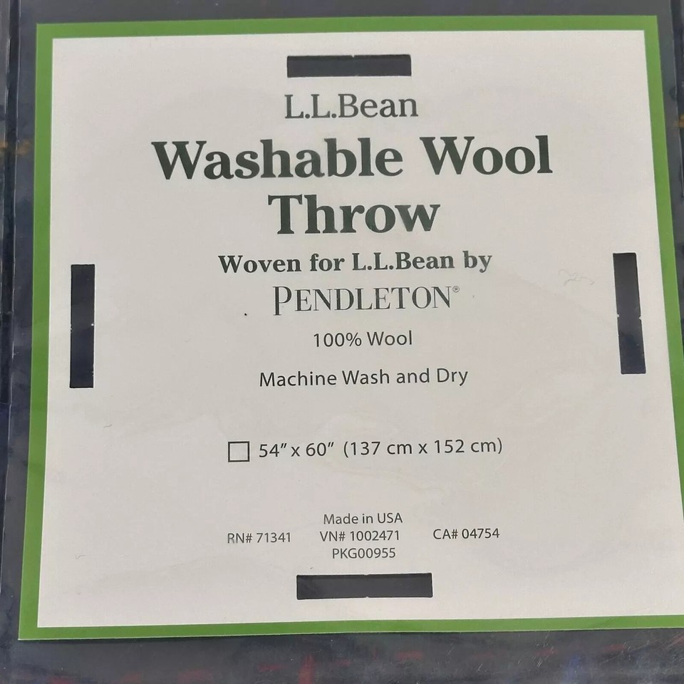 Pendleton LL Bean Washable Wool Throw Blanket Smith Plaid 54" X 60