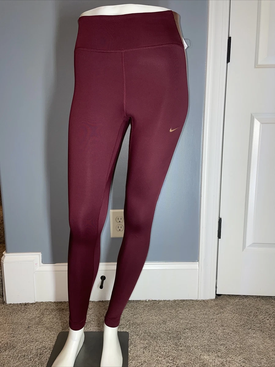 NWT Women’s Nike One Tights Yoga Pants Burgundy Full Length Size Small MSRP  $60