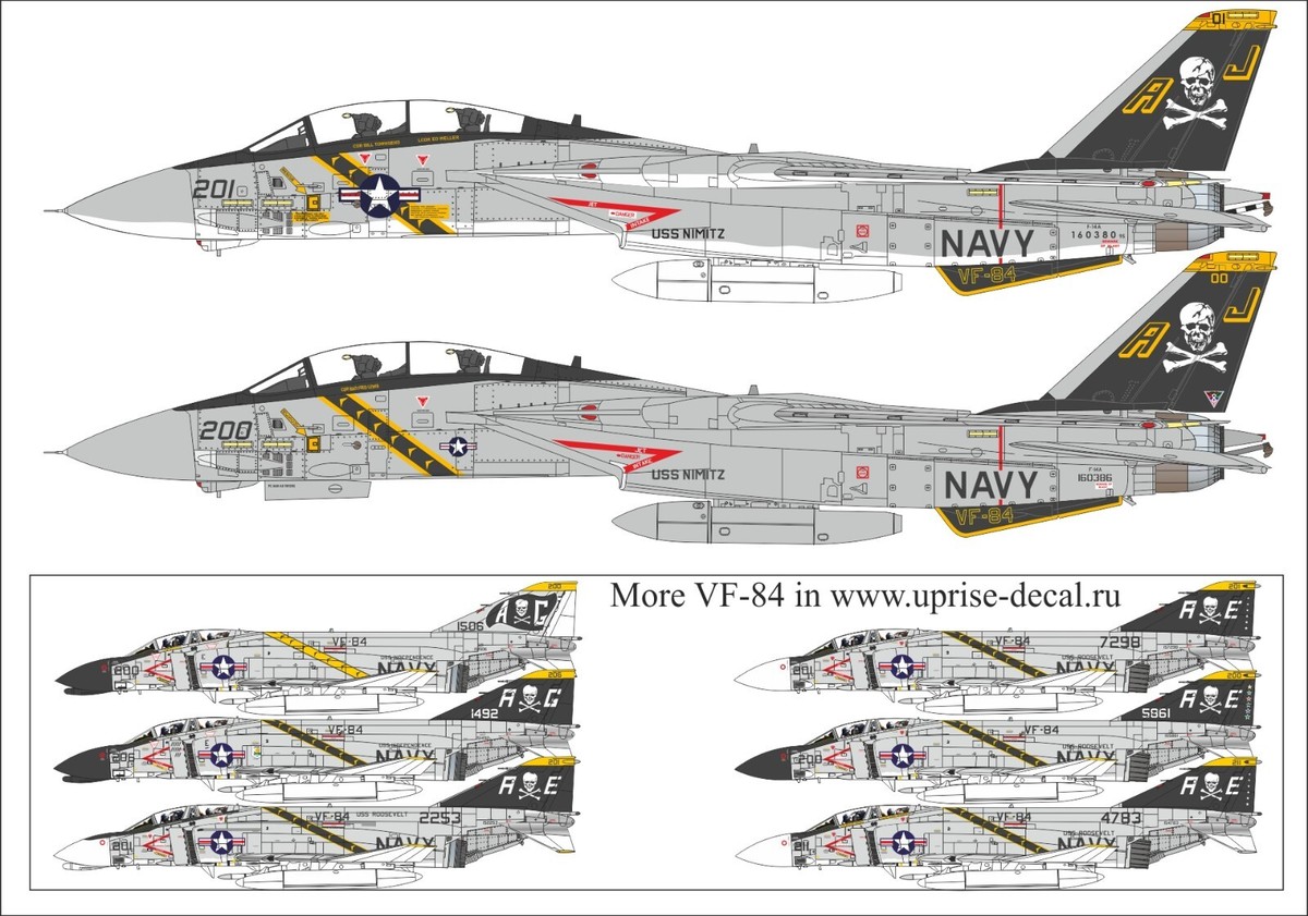 UpRise Decals UR48257 - F-14A Tomcat VF-84 Jolly Rogers On Service