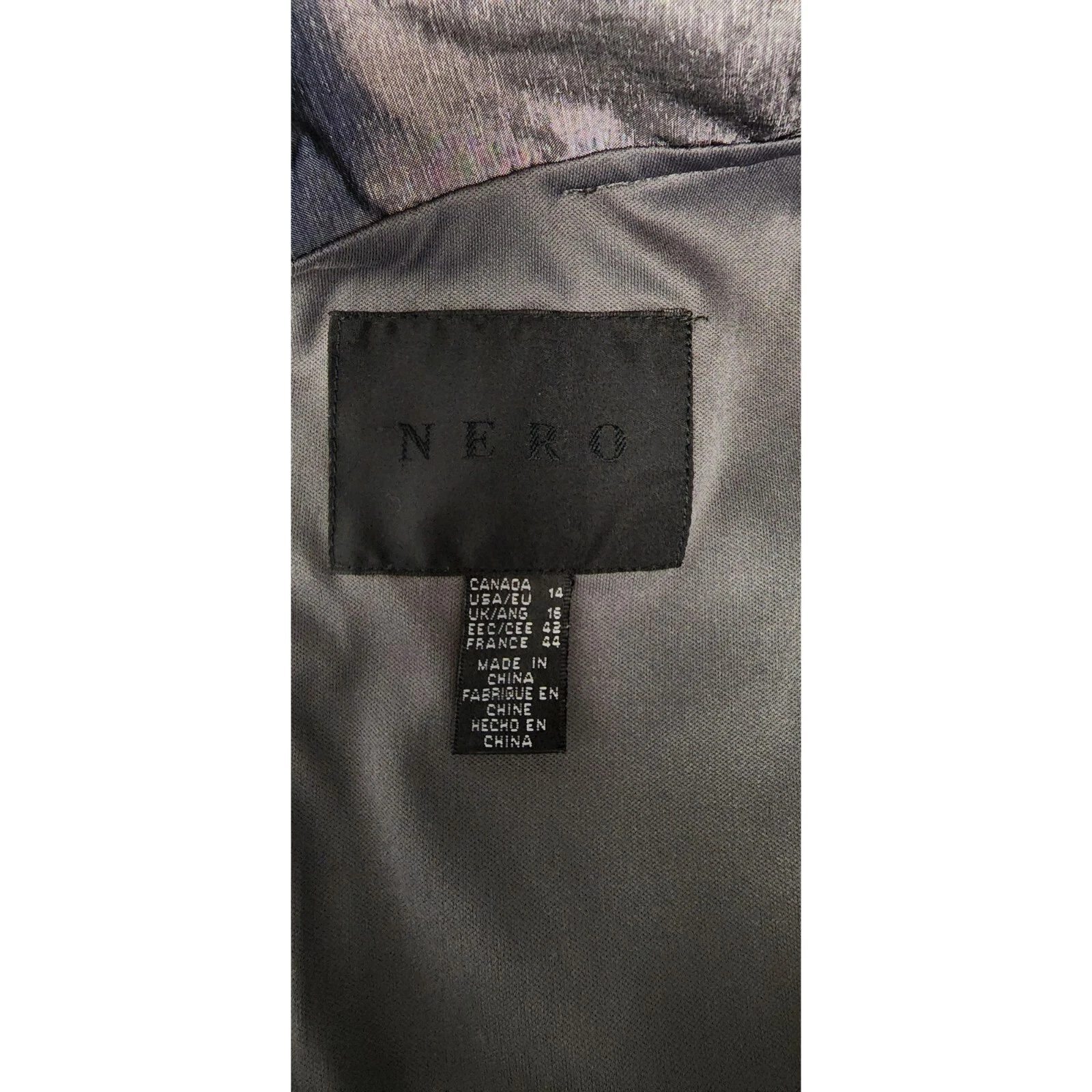 VETEMENTS Nero scialle scollo senza maniche paillettes accento argento metallizzato lunghezza ginocchio taglia 14