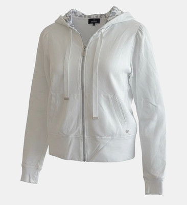 MONARI Damen Jacke Sweatjacke WEISS  Langarm mit Kapuze  Grösse 34