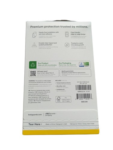 X9-N BodyGuardz Pure 3 Clear Tempered Glass Screen Protector Apple iPhone 16 Pro - Photo 2 sur 2