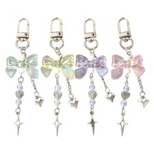 Cute Star Heart Bows Keychain Aesthetic Keychain Accessories Car Key Rings