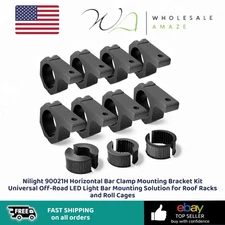 Nilight 90021H Horizontal Bar Clamp Mounting Bracket Kit Universal Off-Road LED