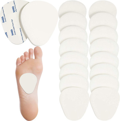 Syhood 20 Pieces Metatarsal Felt Pads Foot Insert Pads Ball of Cushion for Pain