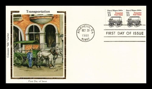 DR JIM STAMPS US COVER POLICE PATROL WAGON TRANSPORTATION FDC COLORANO SILK