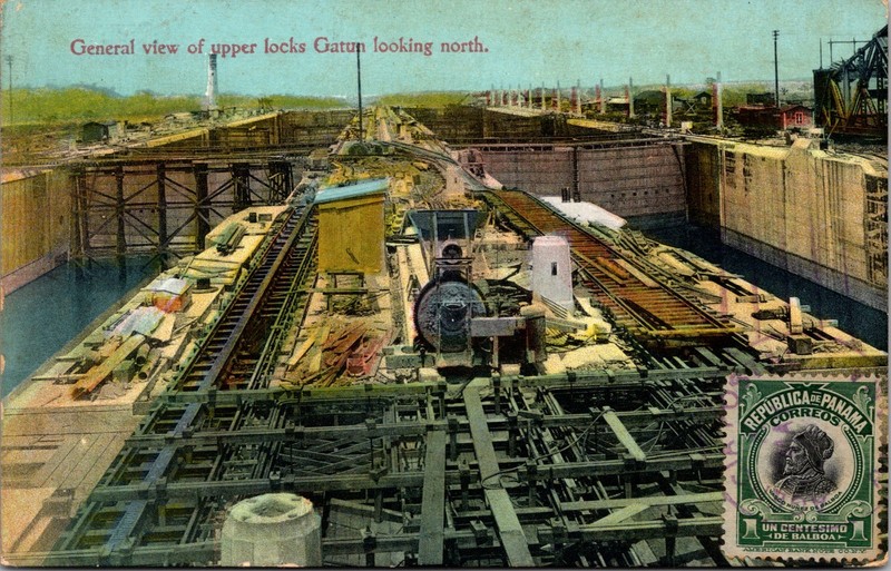 1914 Panama Gatun Canal Gates PPC Postcard Cover  to Cannes France