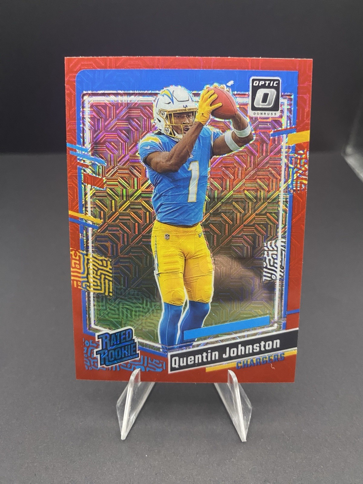 2023 Panini Donruss Optic - Rated Rookie Quentin Johnston #265 Red Mojo Prizm RC