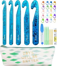 Large Crochet Hook Set 5 Sizes 12mm 15mm 18mm 20mm 25mm for Chunky Yarn with