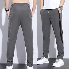 Summer Draping Straight Pants for Men Contrast Color Thin Quick Dry Trousers