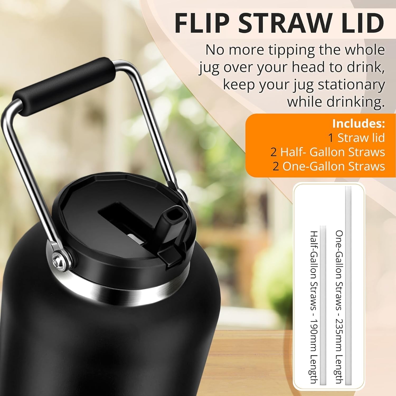 Jmoe USA Straw Lid for RTIC Jugs | Fits Half Gallon and One Gallon Water Bottles