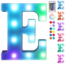 Colorful LED Letter Lights with Remote,Marquee Light Up Letters Sign for Nigh...