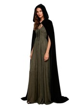 Women s Full Length Witch Cloak Character Velvet Cape Fancy Cosplay Costum