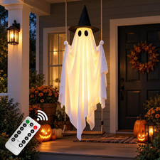 5FT Large Halloween Decorations Outdoor, Scary Hanging Swinging Ghost with Strin