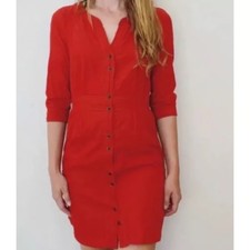 Anthropologie Maeve Anaheim Corduroy Dress button up Burnt Orange POCKETS SZ 0
