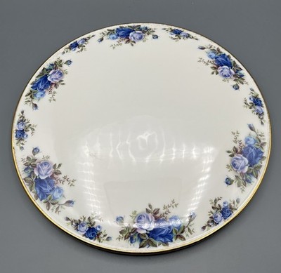Royal Albert Moonlight Rose Bone China Cake Plate/Gateau Plate Blue Roses Gold