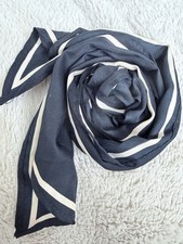 Classic Navy and White Striped Skinny Neck 100 silk Scarf 40" x 4"