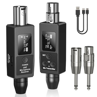 Wireless Microphone Transmitter Receiver System UHF Wireless XLR Transmitter ...