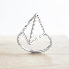 Modern Geometric Rhombus Ring   Sterling Silver Diamond Shape Statement Ring  