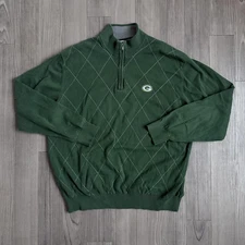 Green Bay Packers Sweater Mens XL Green NFL Football Cutter & Buck 1/4 Zip