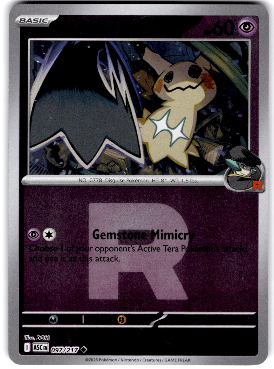 Pokemon Team Rocket's Mimikyu Ascended Heroes 97/217 Team Rocket Pattern