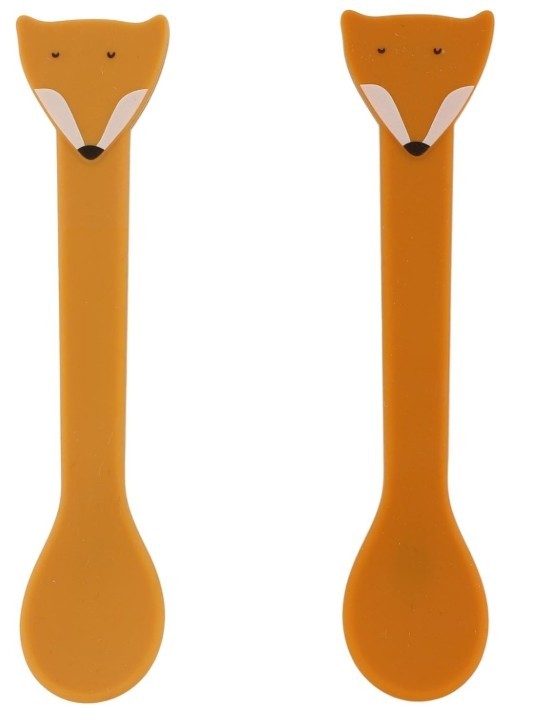 Trixie Silicone Spoon 2-Pack - Mr. Fox | Baby Feeding Spoon Set | BPA-Free, Soft