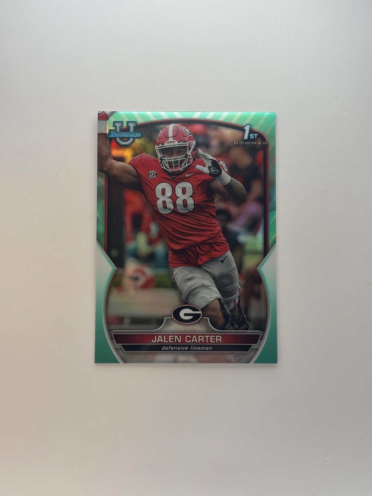 2022 Bowman University Chrome JALEN CARTER 1st Aqua Refractor /299 #37 Rookie