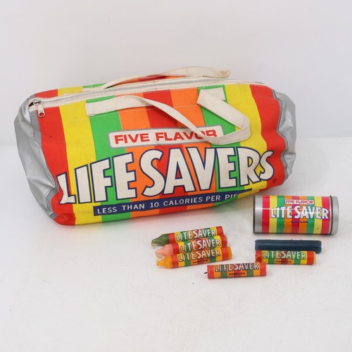 Vintage LifeSavers Duffel Bag & Lite Saver Birthday Candles Set Five Flavor