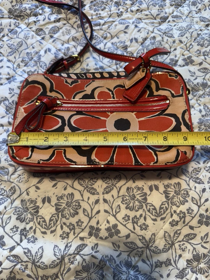 Bolso Bandolera Coach 25121 Estampado de Flores de Amapola Floral con Cremallera Rojo Naranjado ¡EXCELENTE ESTADO USADO! Foto 2 de 4
