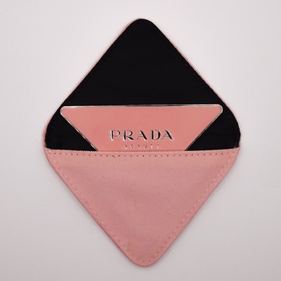 PRADA Beauty Triangle Handheld Pocket Makeup Mirror With Pouch