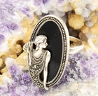 Sterling Silver 925 Vintage Lady Flapper Jet Ring Size 6.75