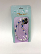 RMS Five Below Phone Charm Beaded Wristlet Blue White Gold Smart Case Compatible