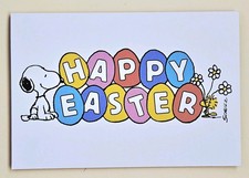 Peanuts "Snoopy  Woodstock" Happy Easter Greeting Card  Envel. 