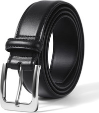 Men's Genuine Leather Dress Belt Handmade Classic Ratchet Buckle Black Brown