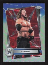 AJ Styles 2025 Topps Chrome WWE Red & Blue Refractor #37