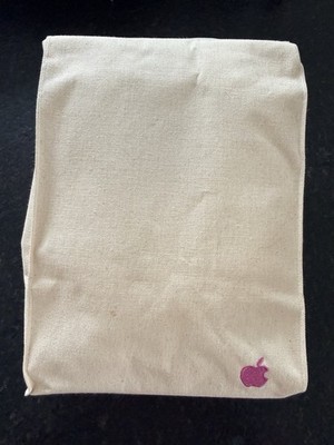 Apple Eat Well Challenge Reusable Beige Canvas Rectangular Lunch Bag