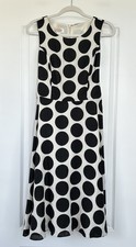 Talbots Black White Polka Dot Linen Midi Dress 4 Classic Capsule Summer Office