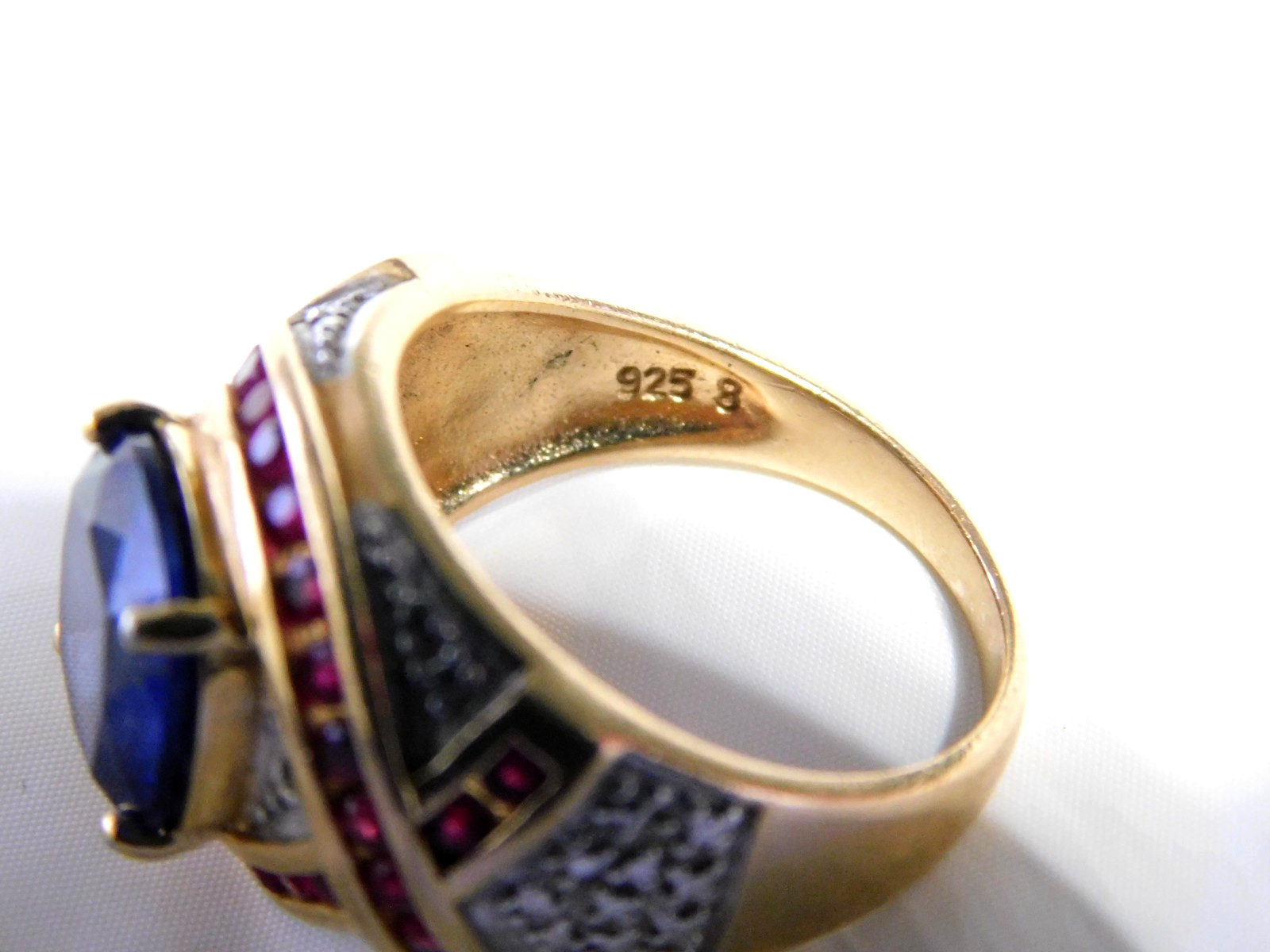 Simulated Sapphire and Ruby Statement Ring Sterli… - image 9